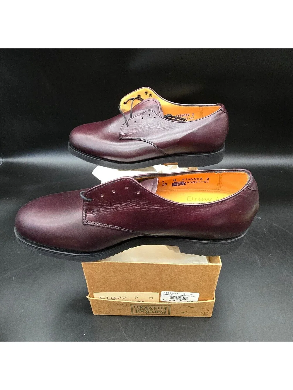 VINTAGE Barefoot Freedom by Drew FRANKLIN 9M Cordovan Leather MADE IN USA Vibram